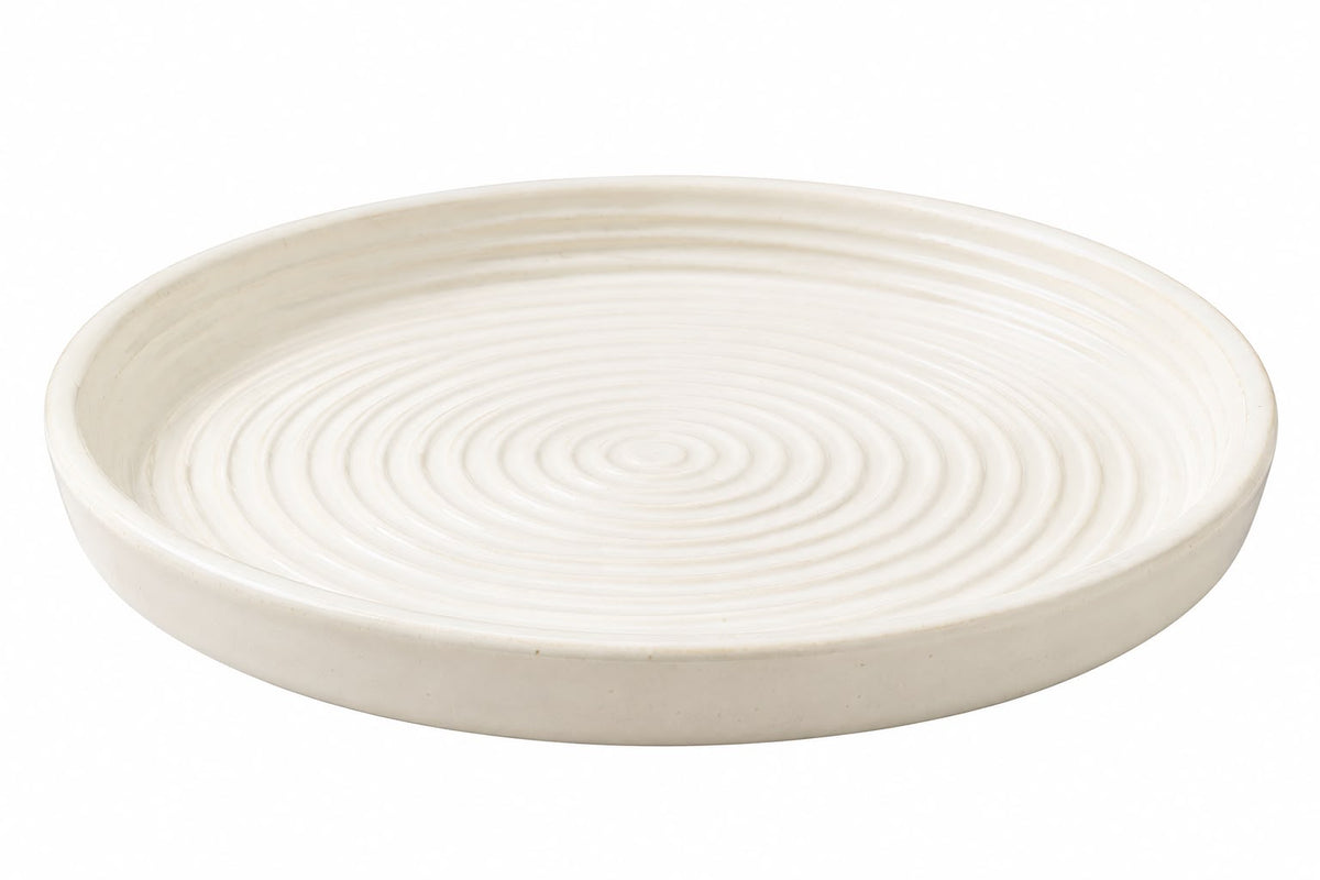 Textured ivory snack plate for contemporary dining, tea-time refreshments and home entertaining