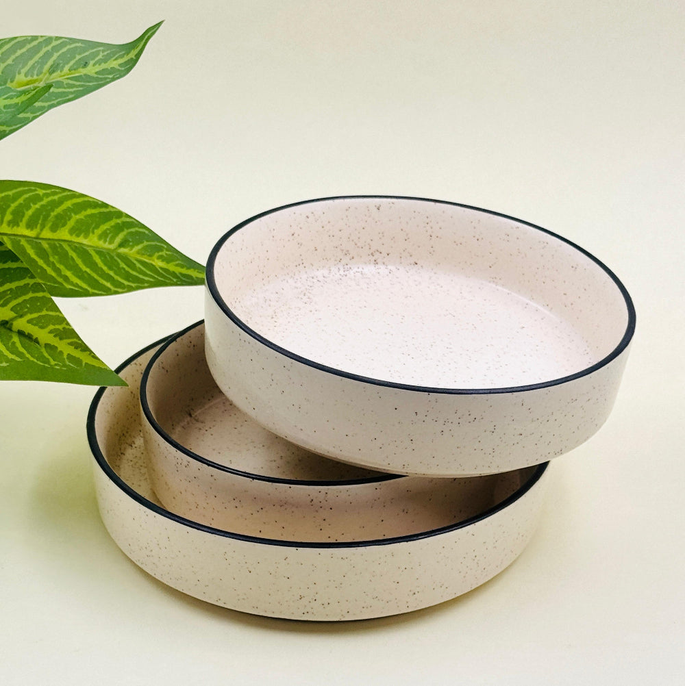 Ceramic Salad Bowls ( Set fo 3 Off White )