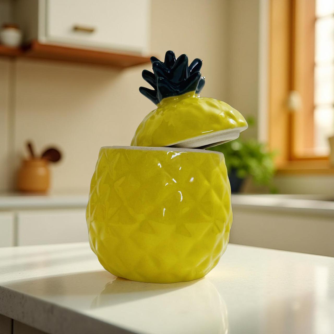 Ceramic Pineapple Jar – Tropical Yellow Storage Containers