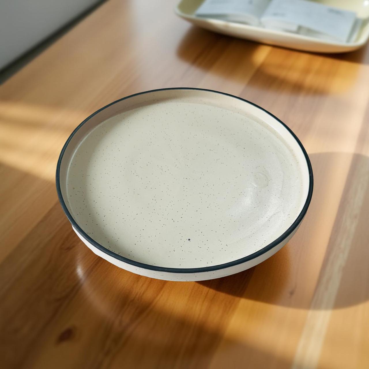 Japandi Ceramic Flat Plates – Set of 2 Minimal Zen
