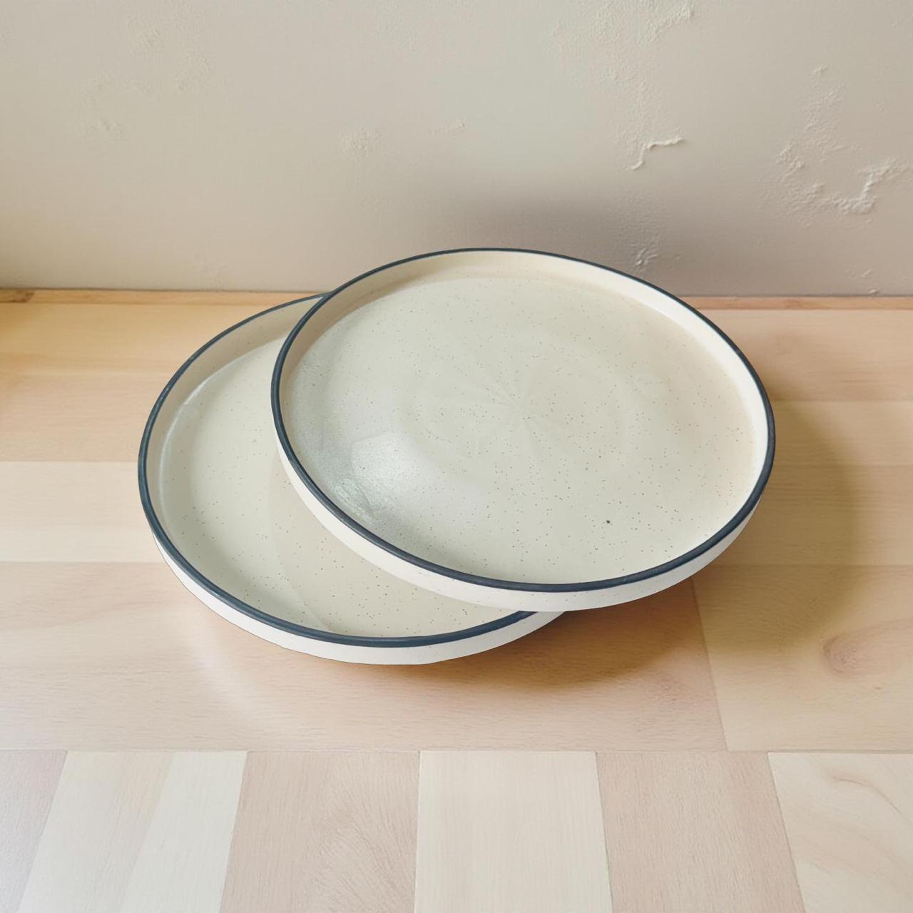 Japandi Ceramic Flat Plates – Set of 2 Minimal Zen