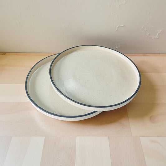 Japandi Ceramic Flat Plates – Set of 2 Minimal Zen