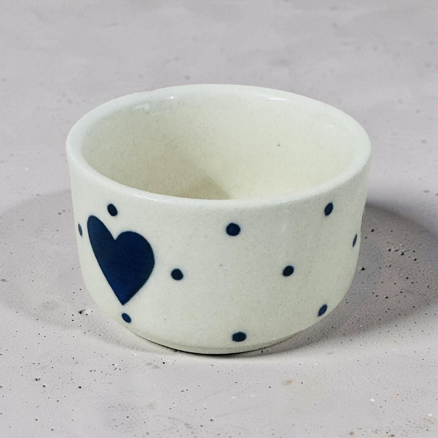 minimal heart & polka dot design ceramic bowls