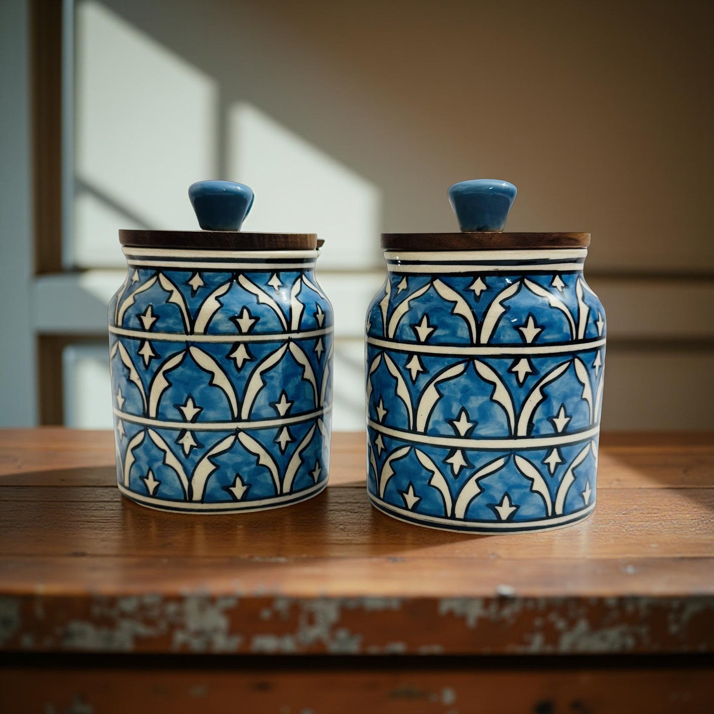 Ceramic jars with airtight wooden lid