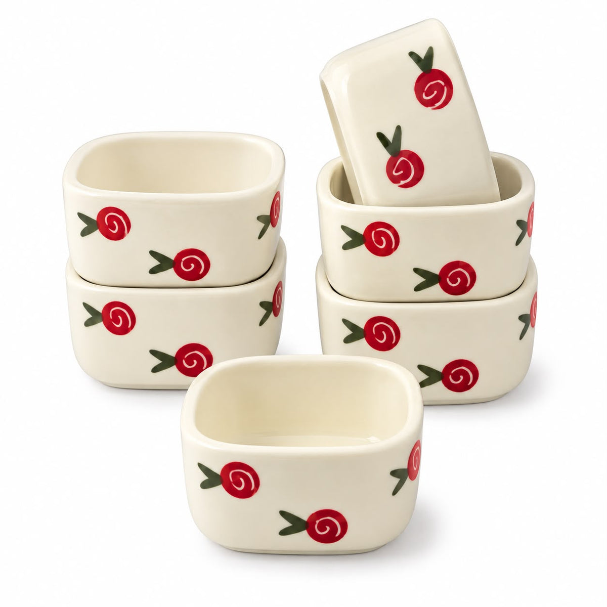 Set of six ceramic serving bowls for everyday dining and entertaining