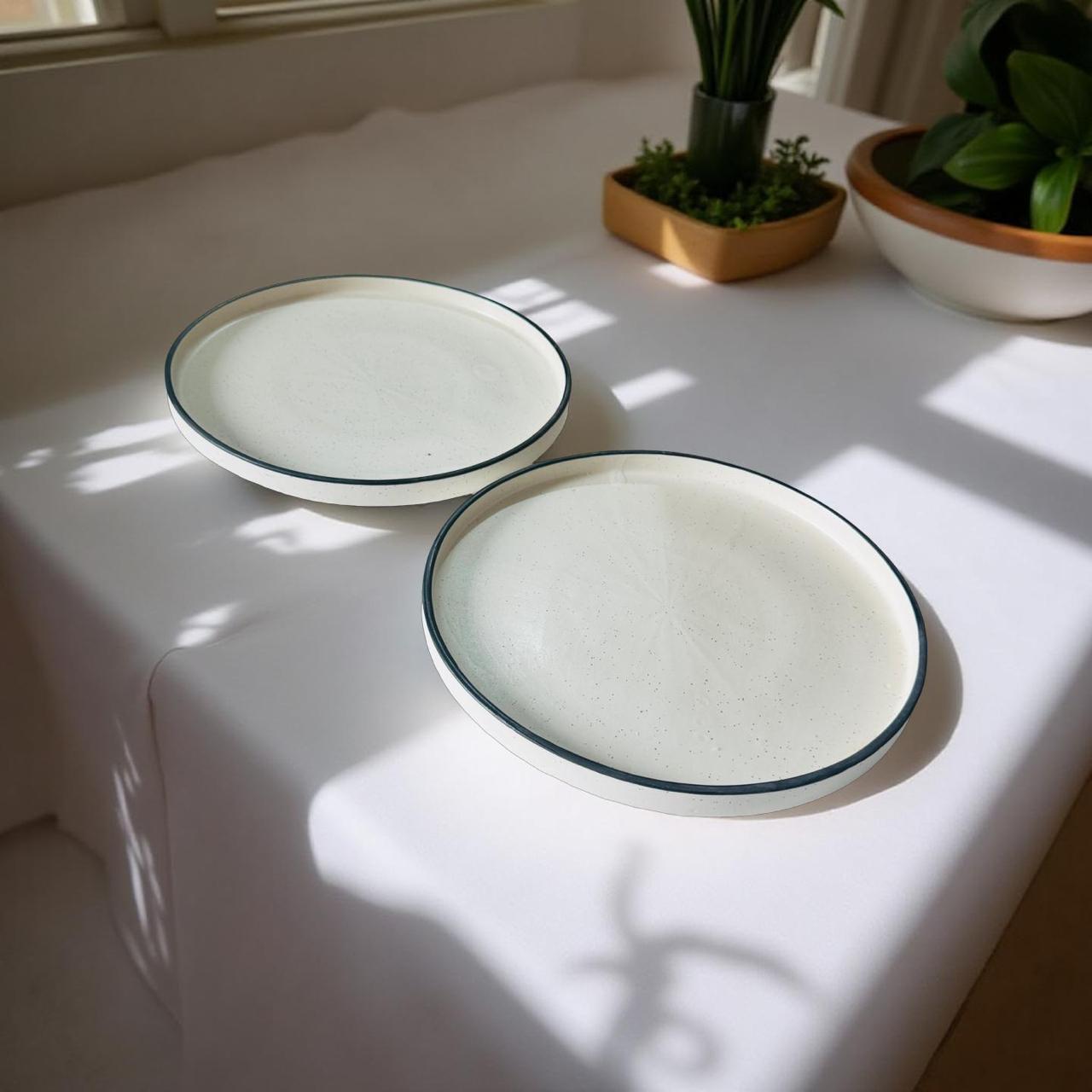 Japandi Ceramic Flat Plates – Set of 2 Minimal Zen
