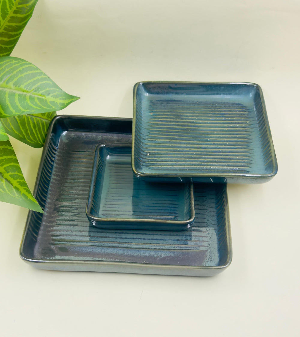 antique green ceramic platters