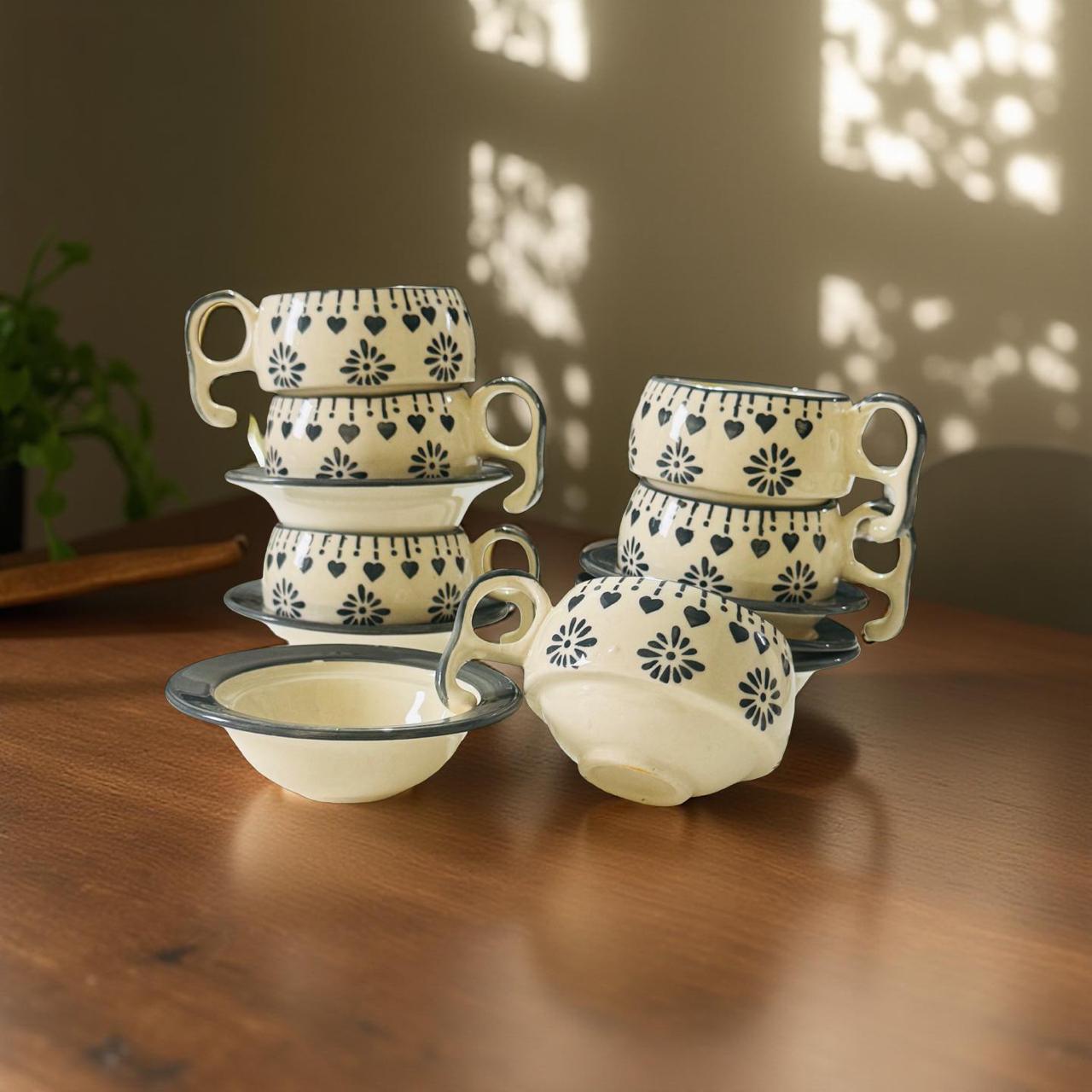 ceramic coffee mug set with saucer let of 6