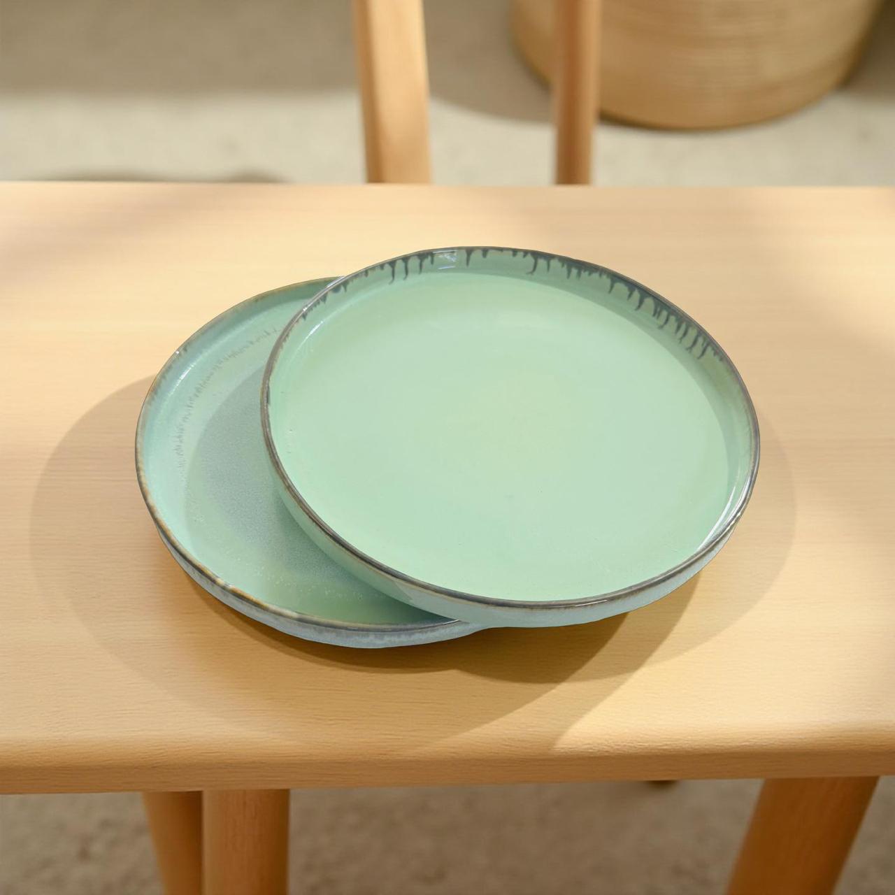 Ceramic Dinner Plates | Calm Green Aesthetic