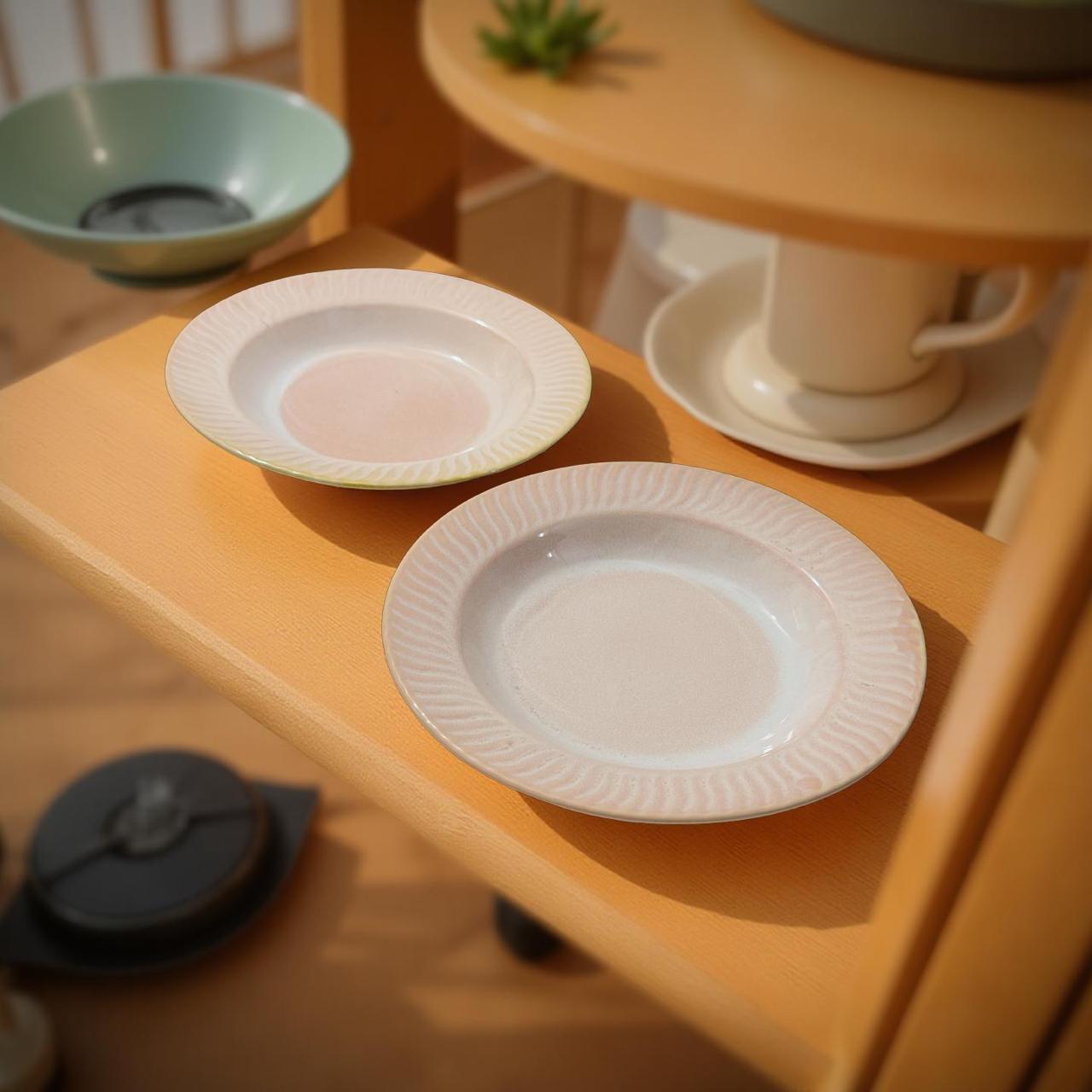 Pastel Pink Ceramic Pasta Plates