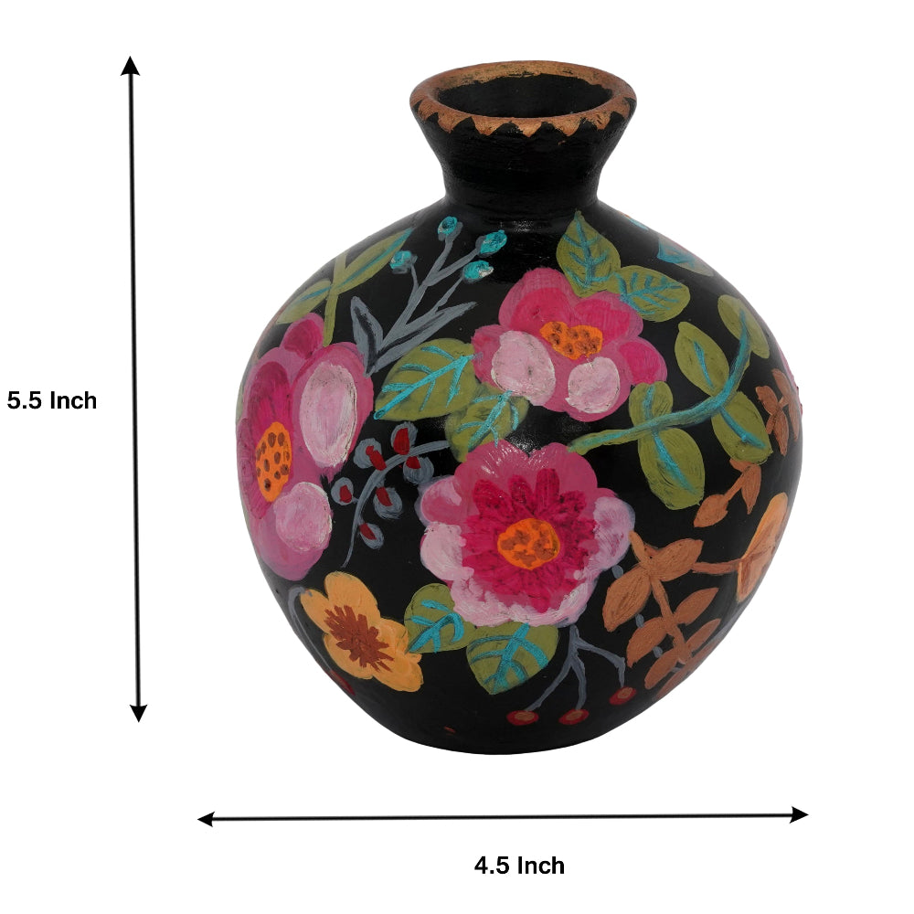 Hand Painted Flower in the Garden Teracotta Vase