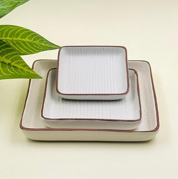 White Matt Ceramic Serving Platters Set of 3