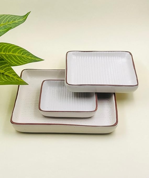 White Matt Ceramic Serving Platters Set of 3