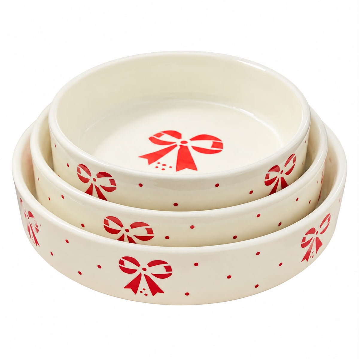 Festive ceramic bowl set for Christmas table setting