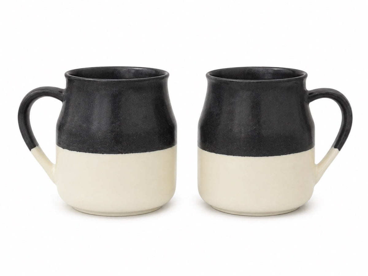 Modern two-tone ceramic coffee mugs with handles for everyday home use
