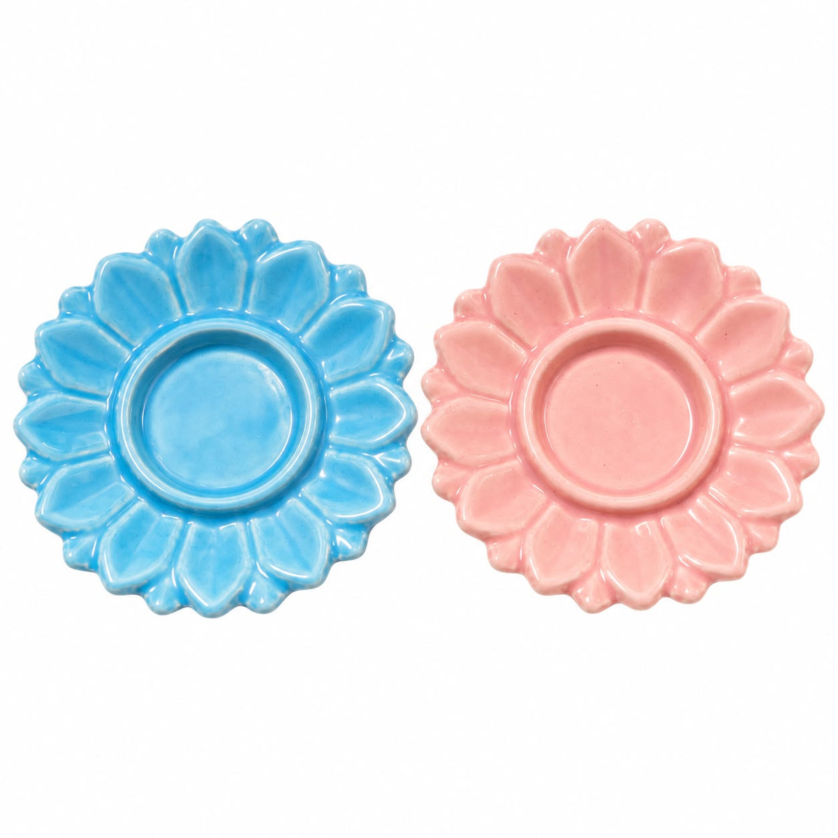 Ceramic flower candle holder for Diwali and festive home decor