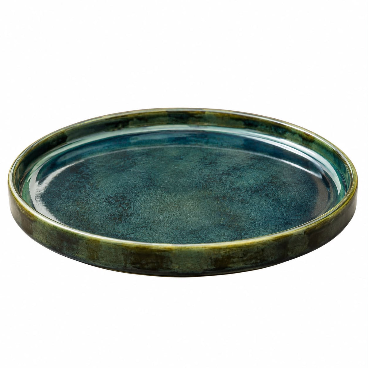 Glossy dark green ceramic serving plate for snacks desserts and festive table settings