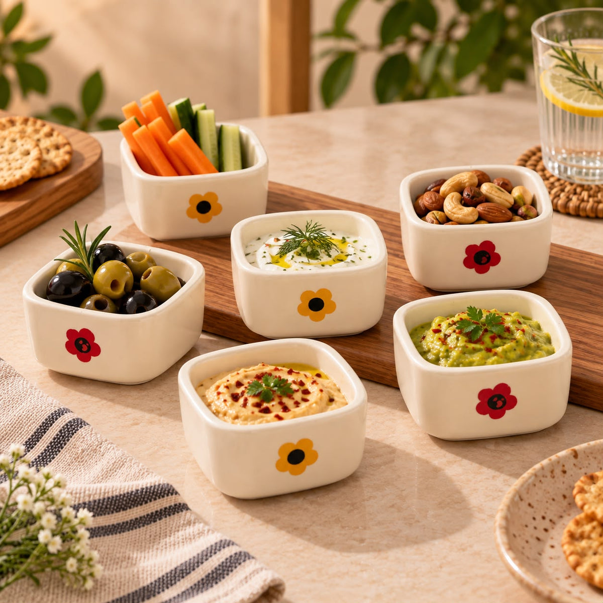 Small ceramic chutney and pickle bowls for Indian dining