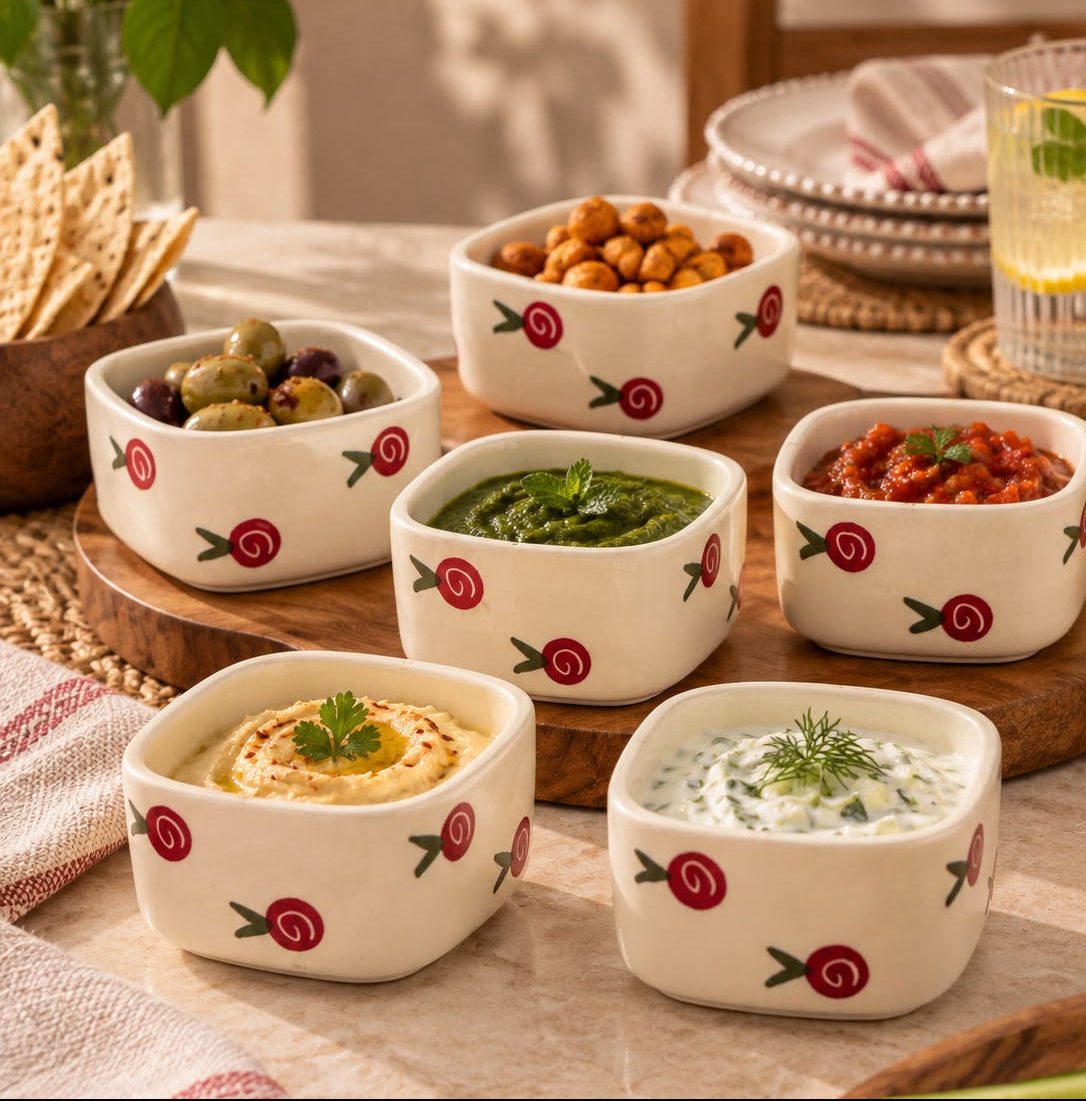 Lupaava set of 6 ceramic bowls with floral print