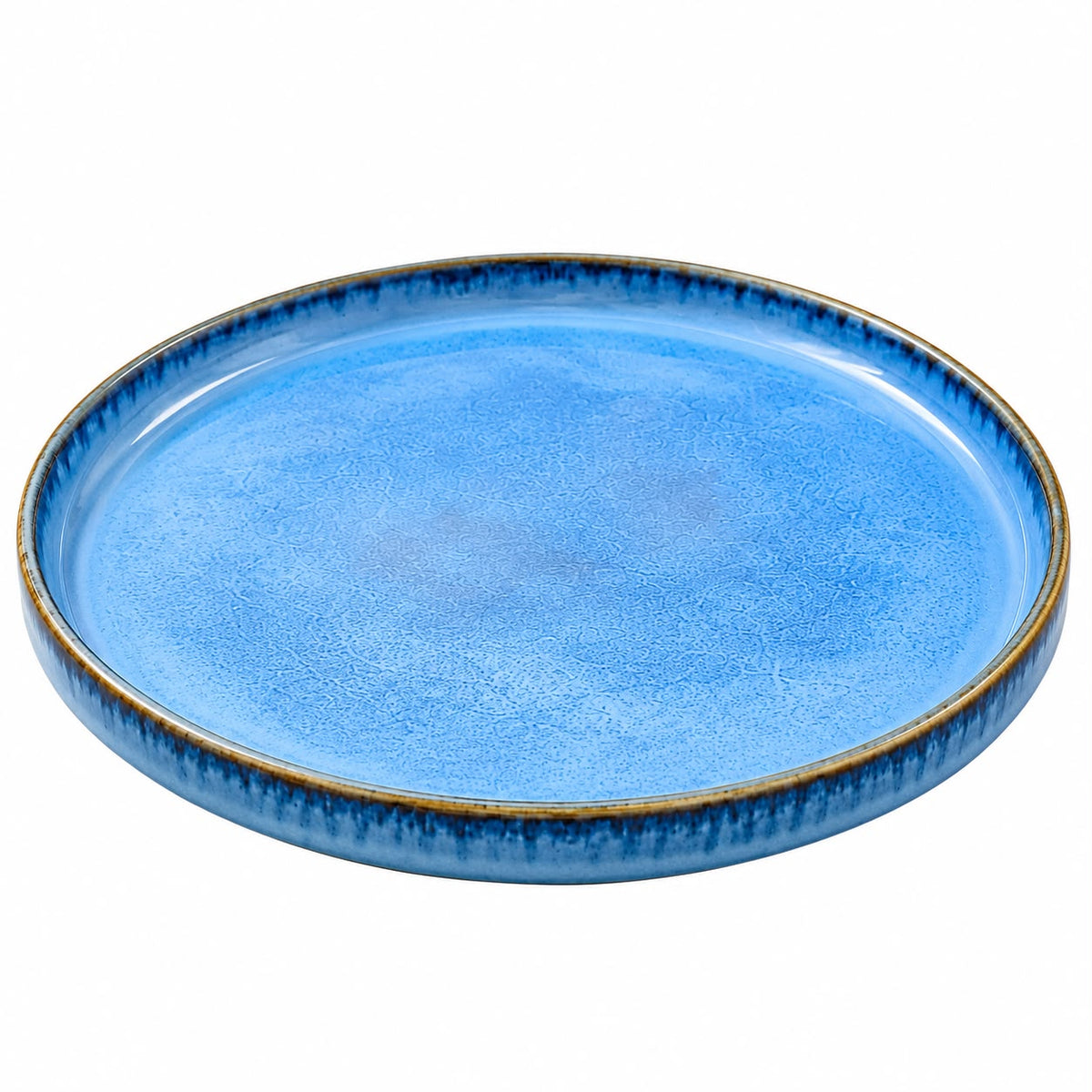 Glossy ocean blue serving dish with raised edges for brunch snacks and desserts