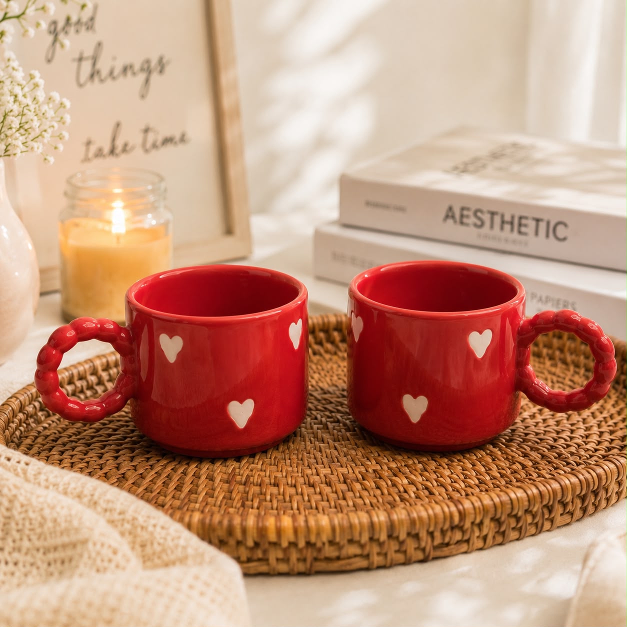 Cute Ceramic Tea Coffee Cups Set for Couples and Home Décor