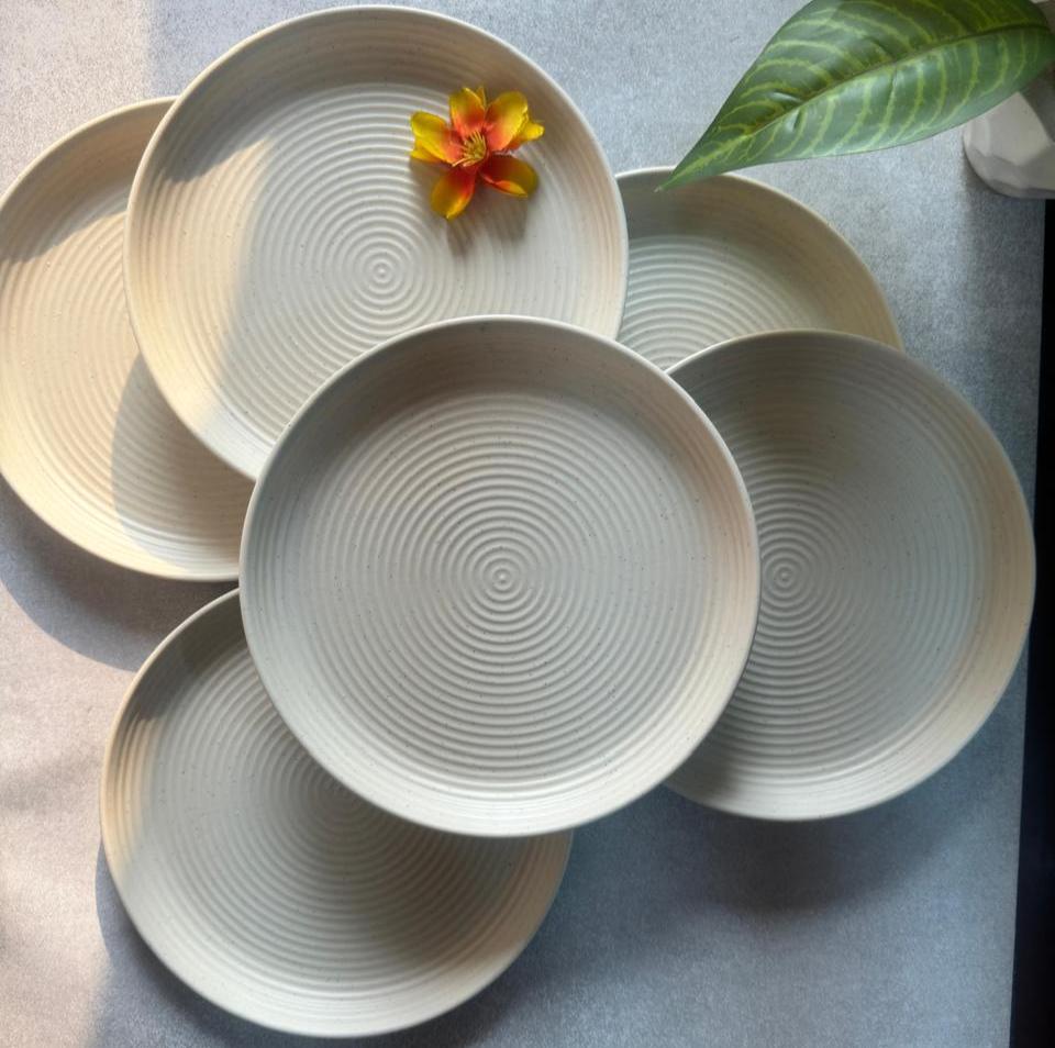 Melamine Quarter Plates Set of 6 (Beige) Dinner Plates