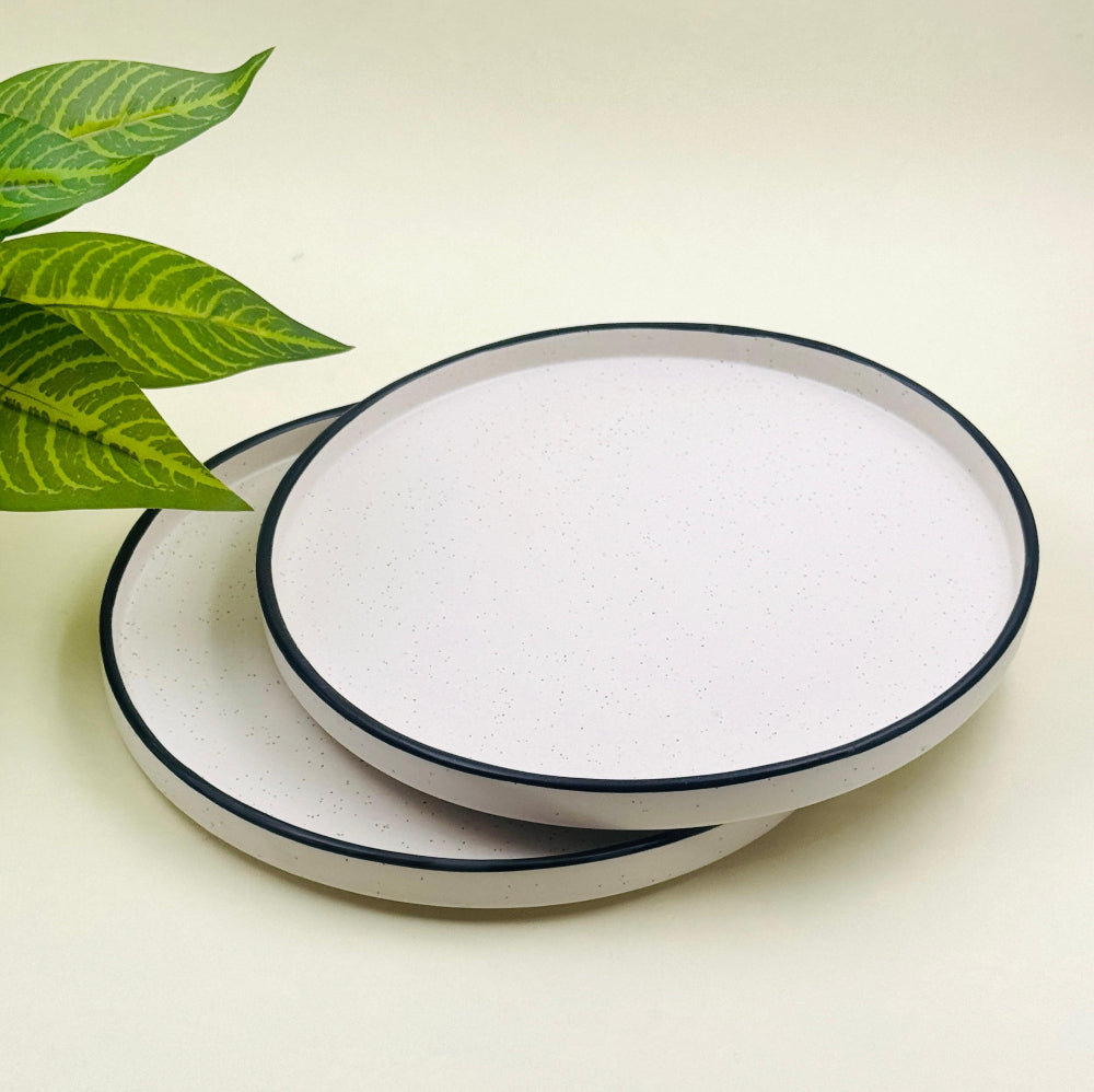 Exclusive Black & White Ceramic Flat Plates( Set of 2 )