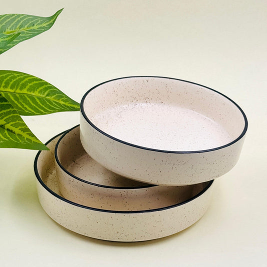 Ceramic Salad Bowls ( Set fo 3 Off White )