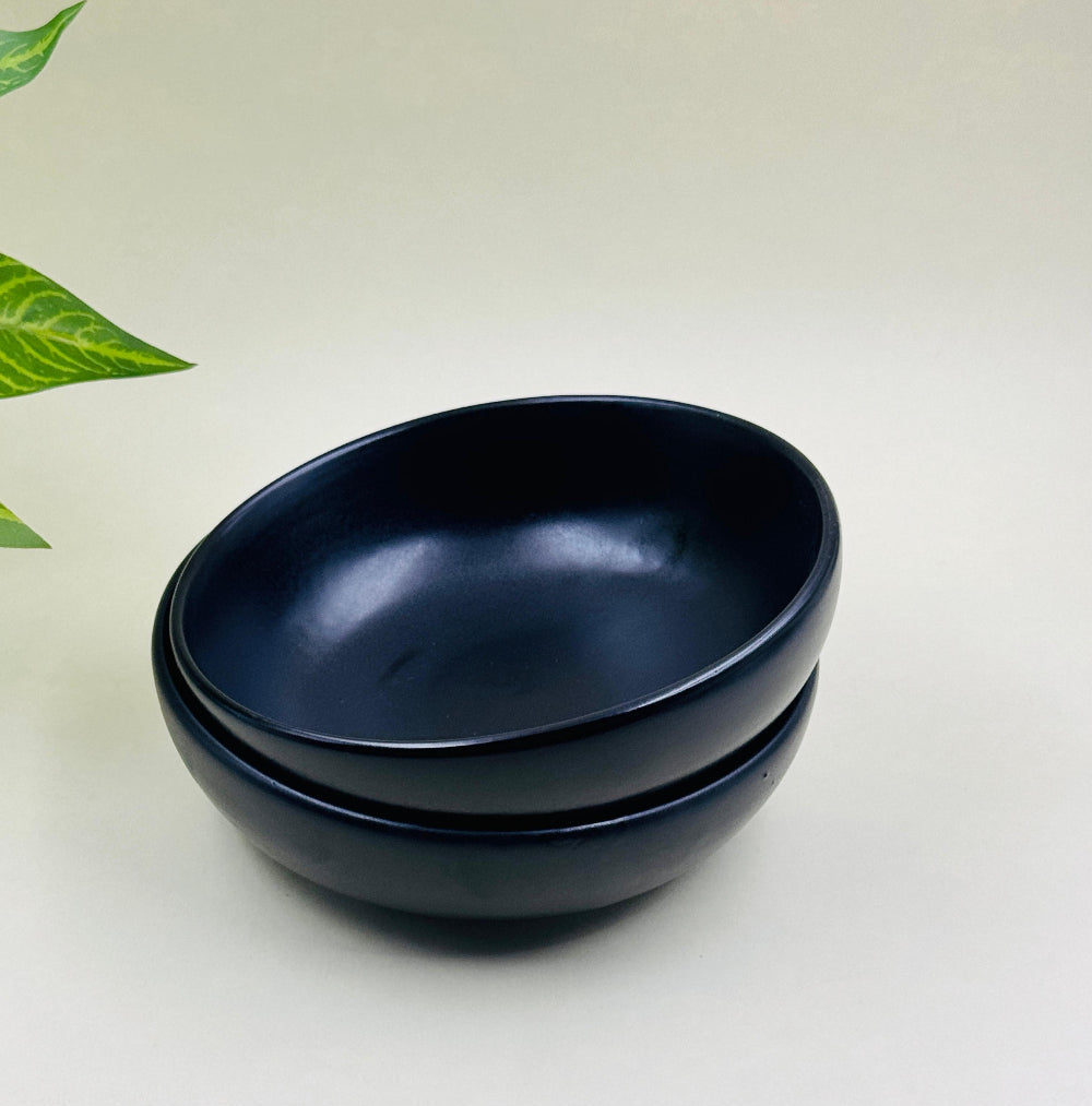 Black Matt Ceramic Bowls ( Set of 2 )