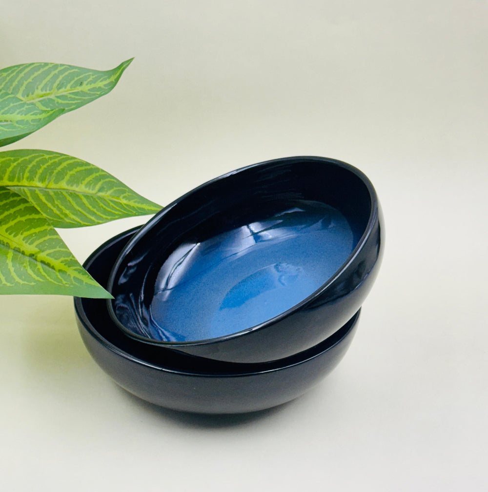 Antique Blue Ceramic Bowl Set ( 2 Piece )