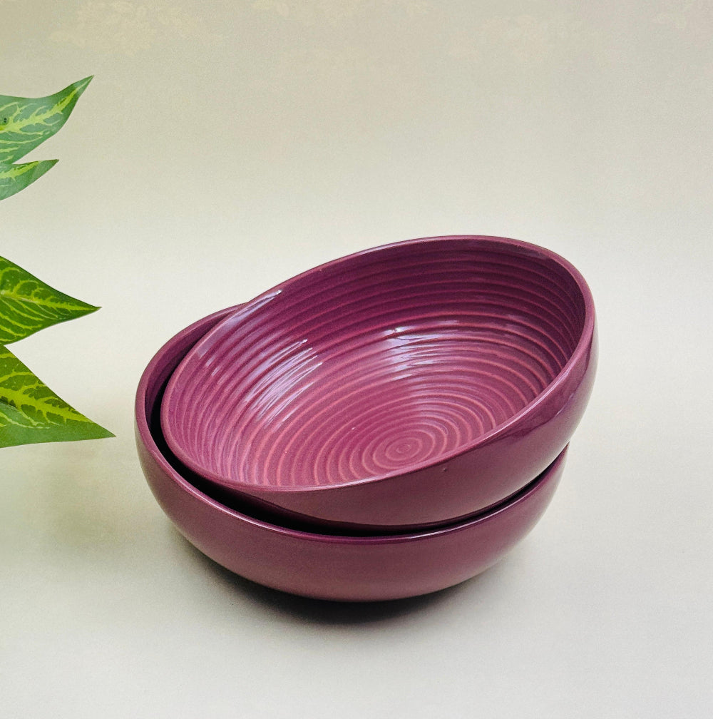 Purple 2 Piece Ceramic Bowls Set