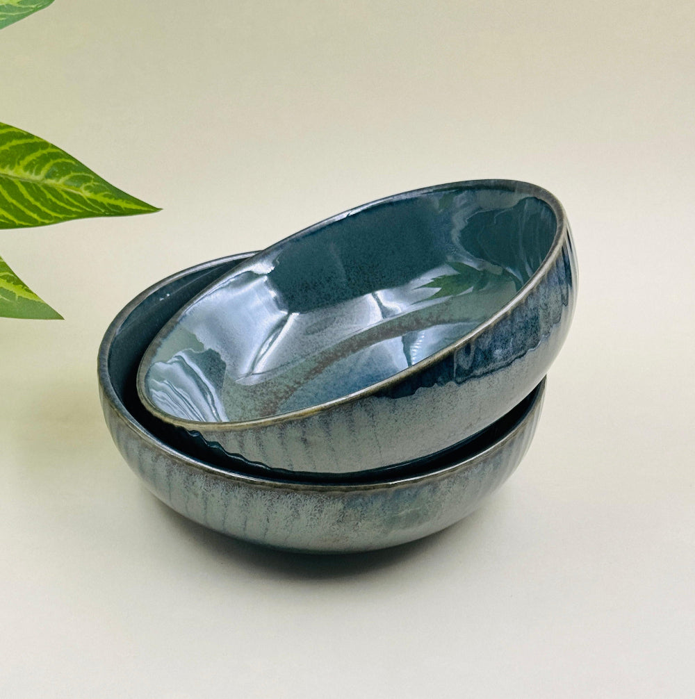 Glossy Green Ceramic Serving Bowls