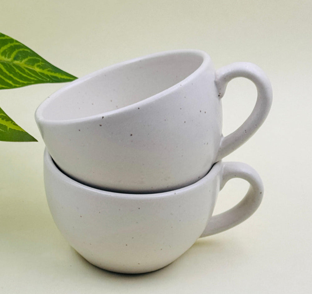 White Matt Ceramic Coffee Cup - Set of 2