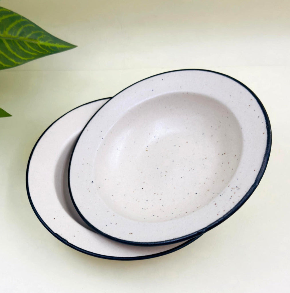 Ceramic Deep Plates Pasta Bowls Set of 2 ( 7 Inch )