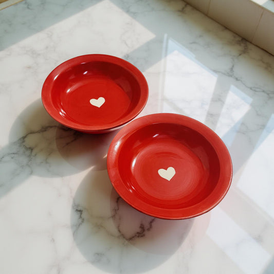 Red Heart Ceramic Bowl Set – Serve Love Daily (Set of 2)