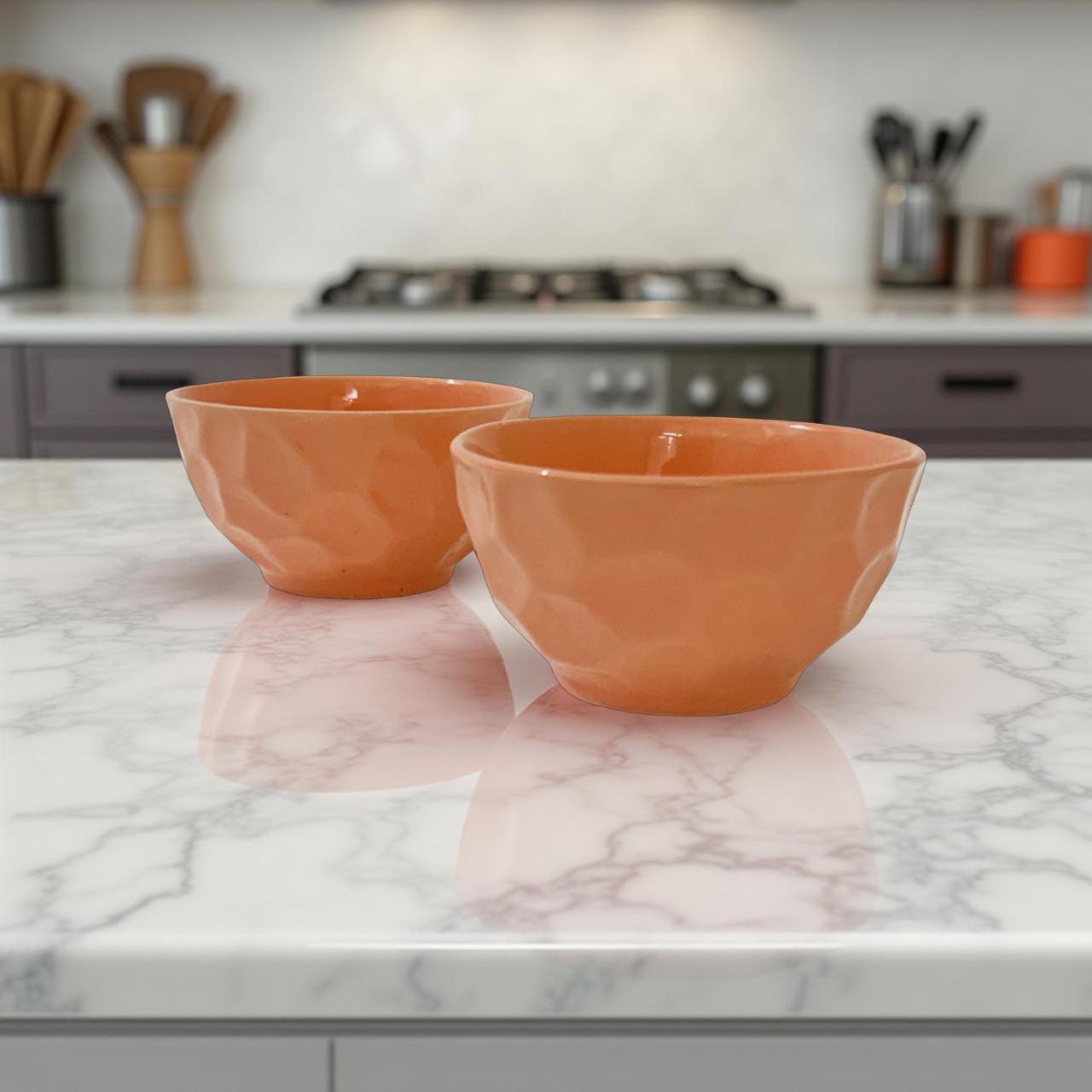 Textured Peach Ceramic Bowls – Everyday Serveware for Modern Kitchens