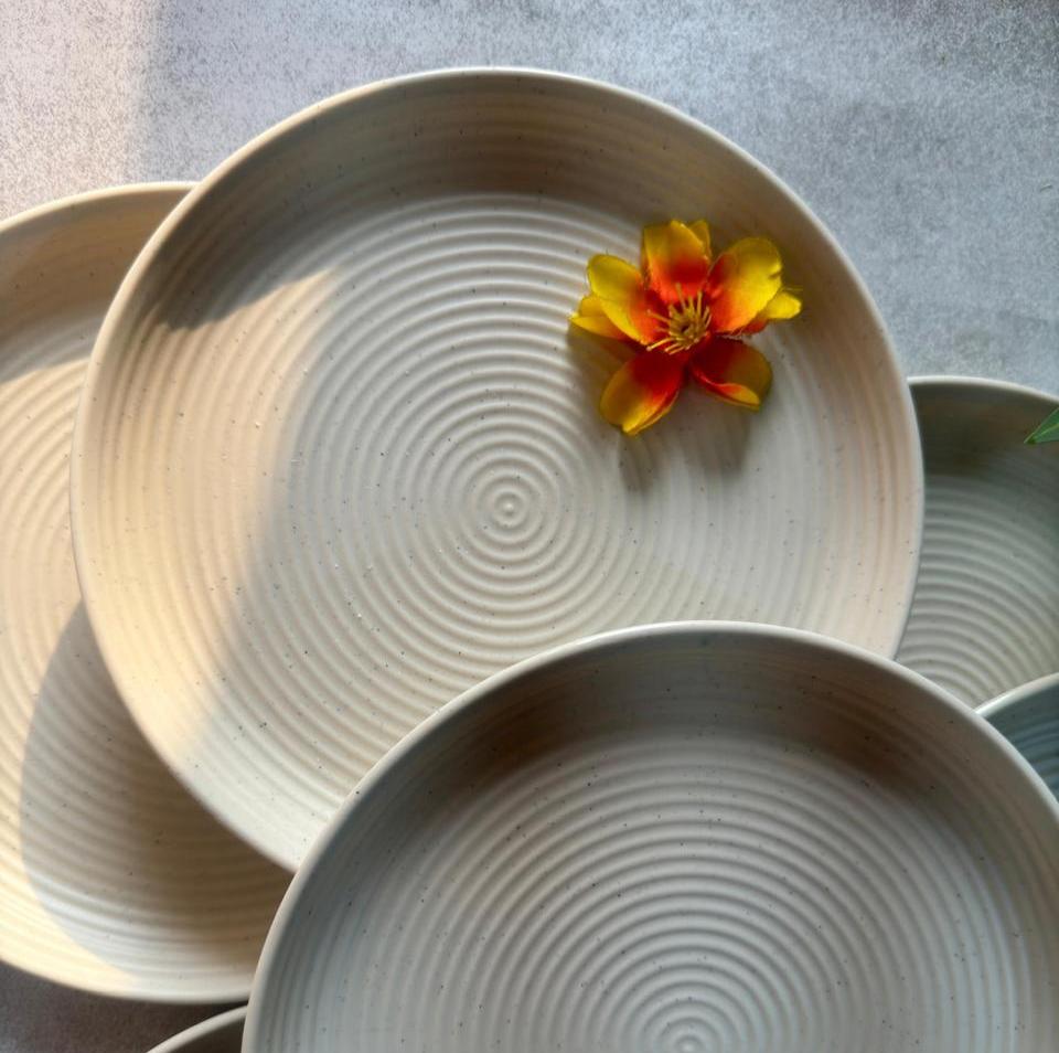 Melamine Quarter Plates Set of 6 (Beige) Dinner Plates