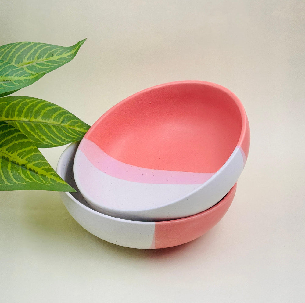 Ceramic Serving Bowls ( Pastel Pink Set of 2 )