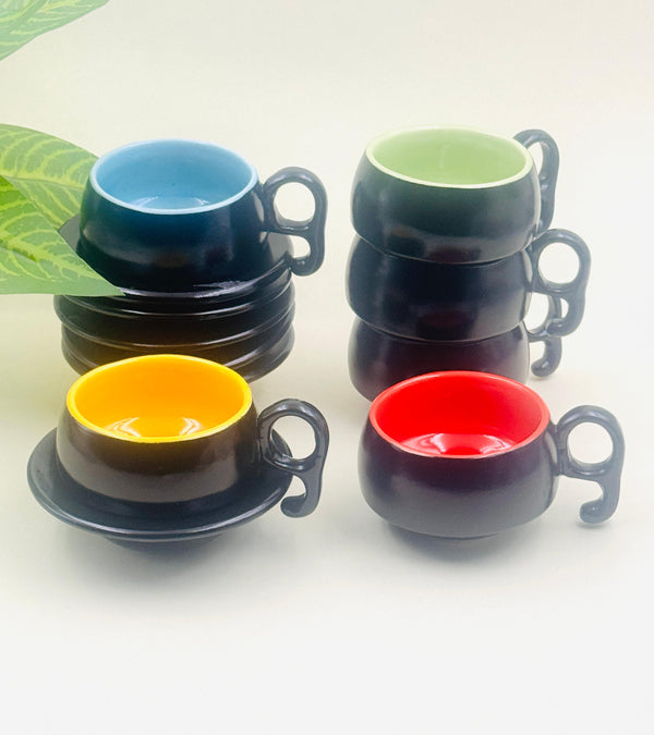 Ceramic Coffee Mugs with Saucer Tea Cup Set of 6