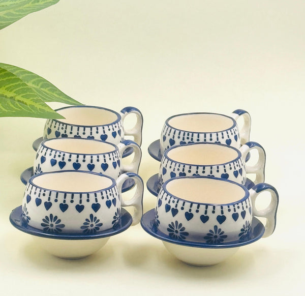 Ceramic Tea Cup Set of 6 with Saucer Coffee Mugs