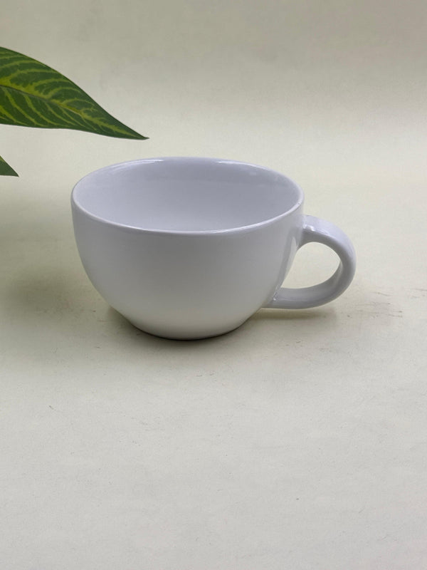 White Ceramic Tea Cups Set of 2 Big Size Mugs