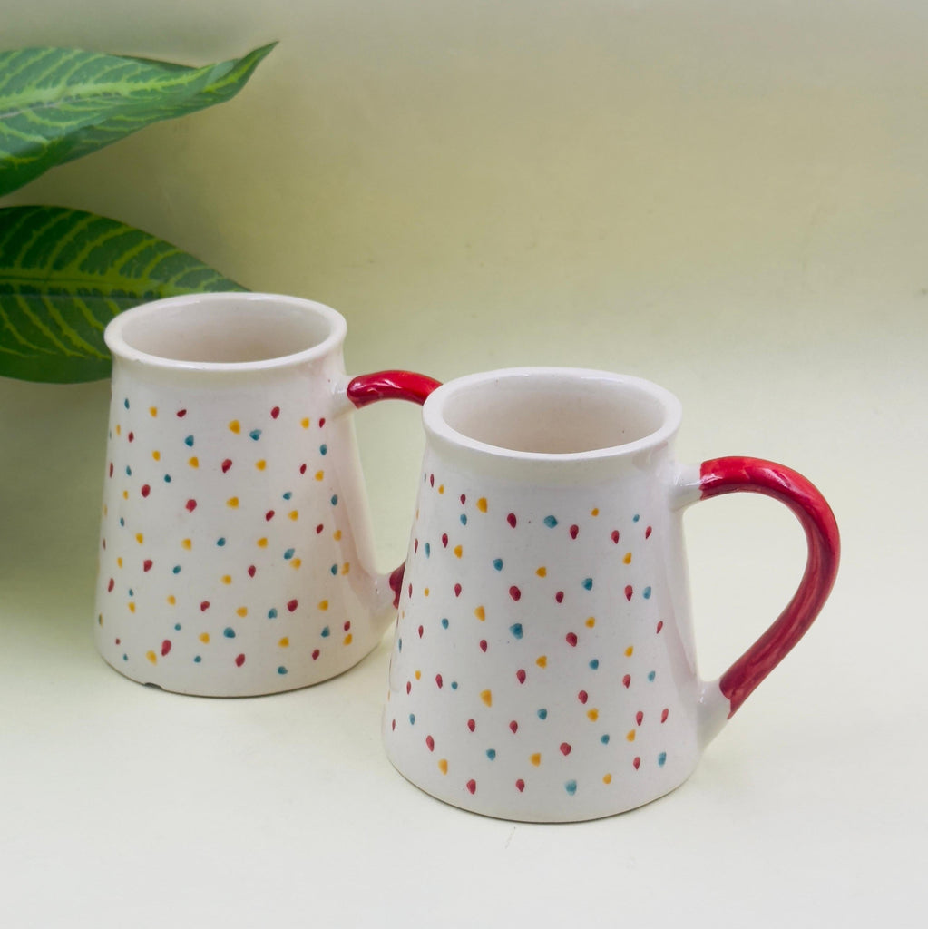 Ceramic Handcrafted Coffee Mugs - 350 ml ( Set of 2 )