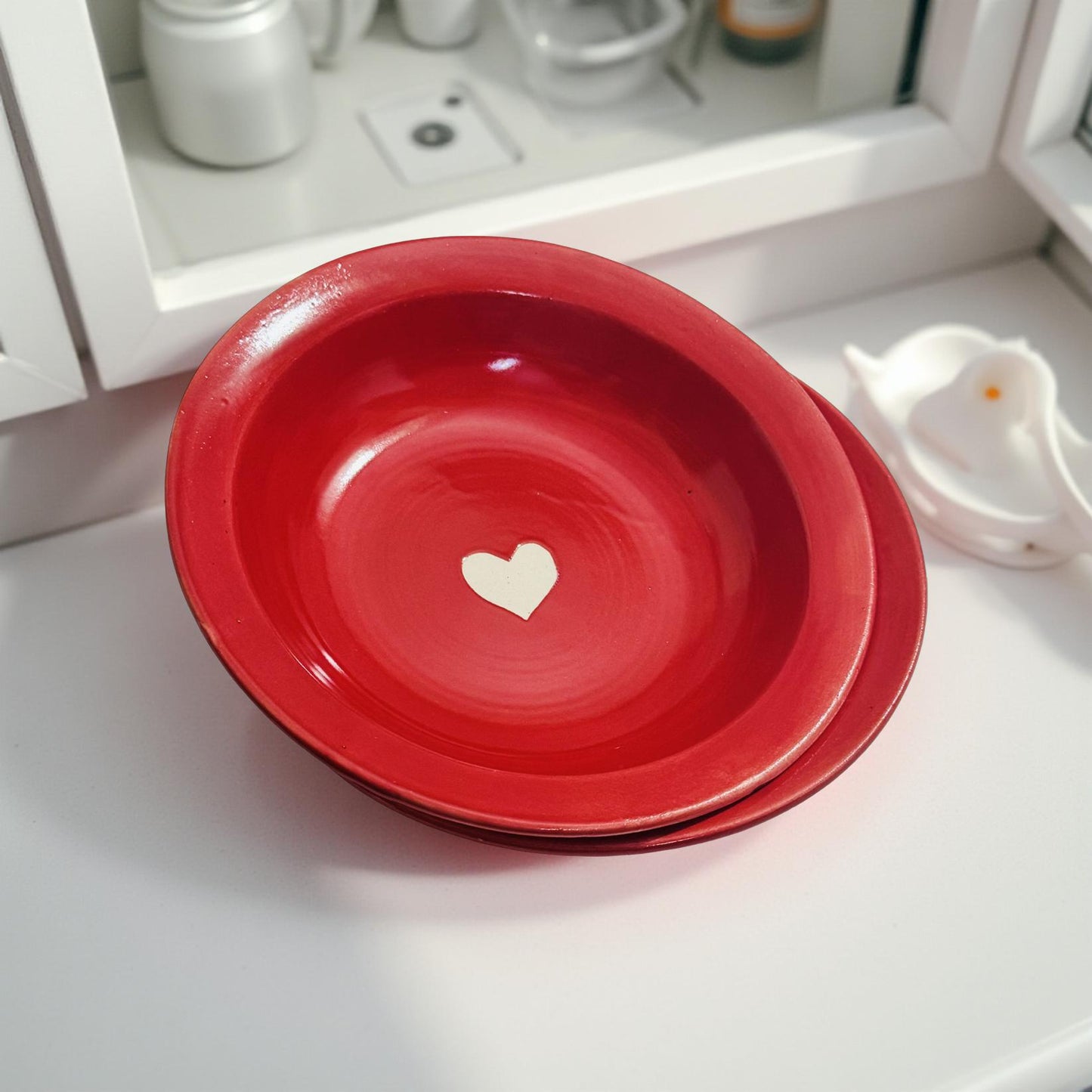 Red Heart Ceramic Bowl Set – Serve Love Daily (Set of 2)