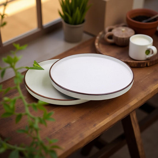 Rustic Stoneware Ceramic Plates – Set of 2 Nature-Inspired