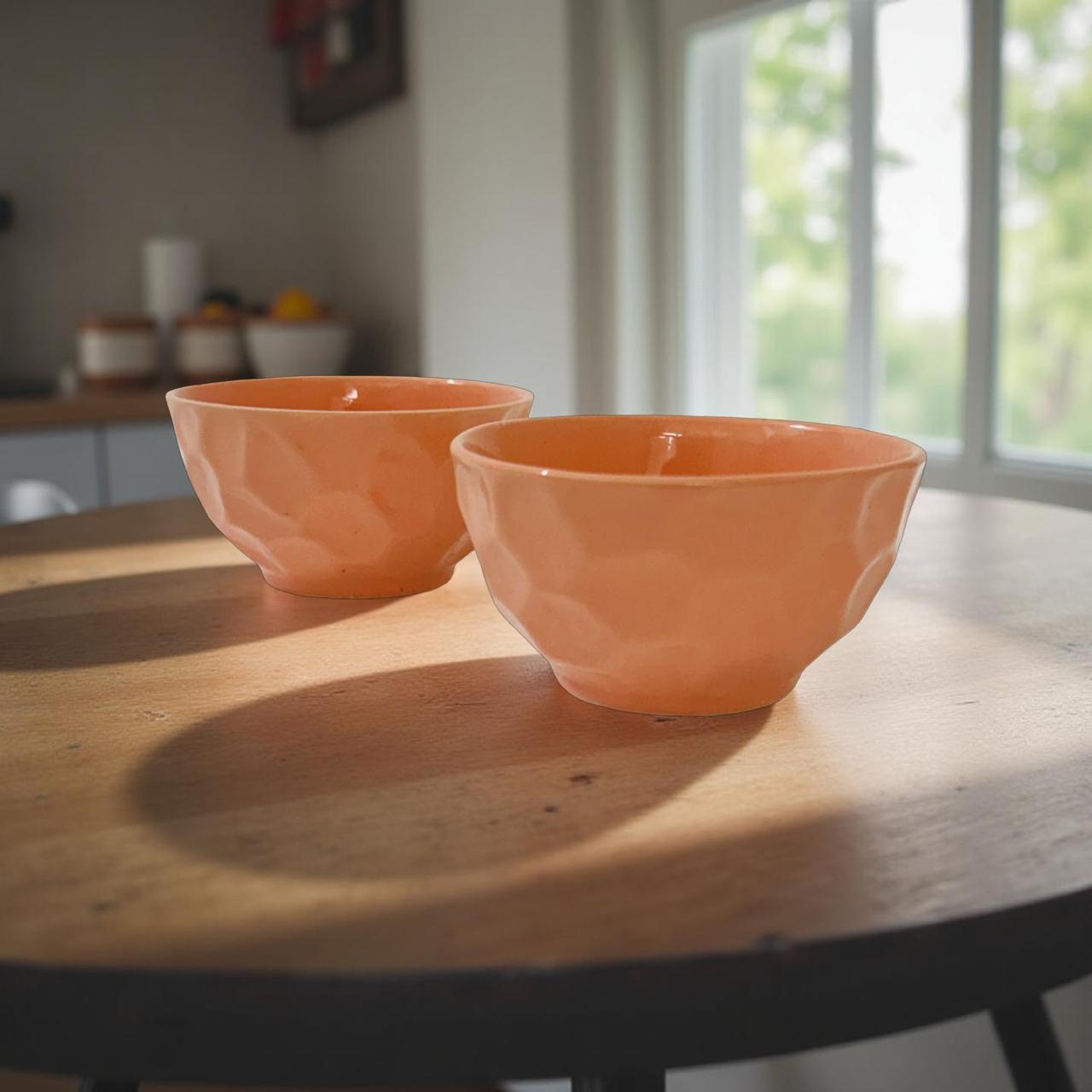 Textured Peach Ceramic Bowls – Everyday Serveware for Modern Kitchens