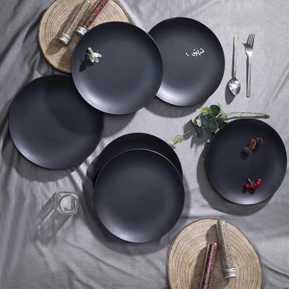 Black Matte Ceramic Dinner Plates