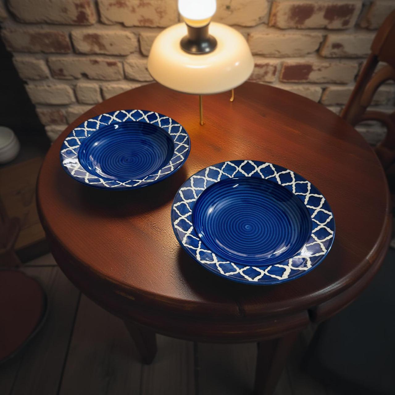 Handcrafted Blue Ceramic Pasta Plate – 9 Inch