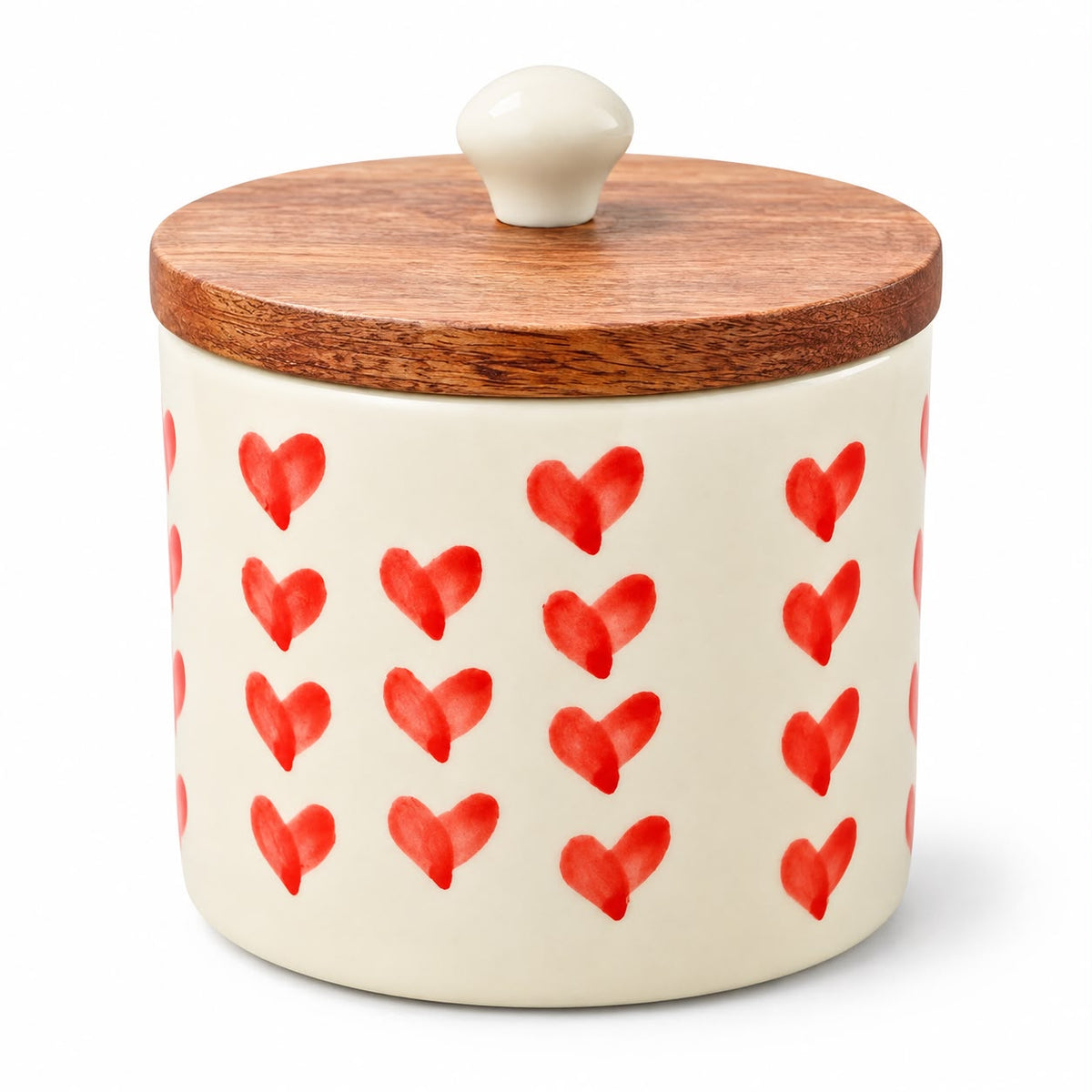 Ceramic heart design countertop canister for biscuits and candies