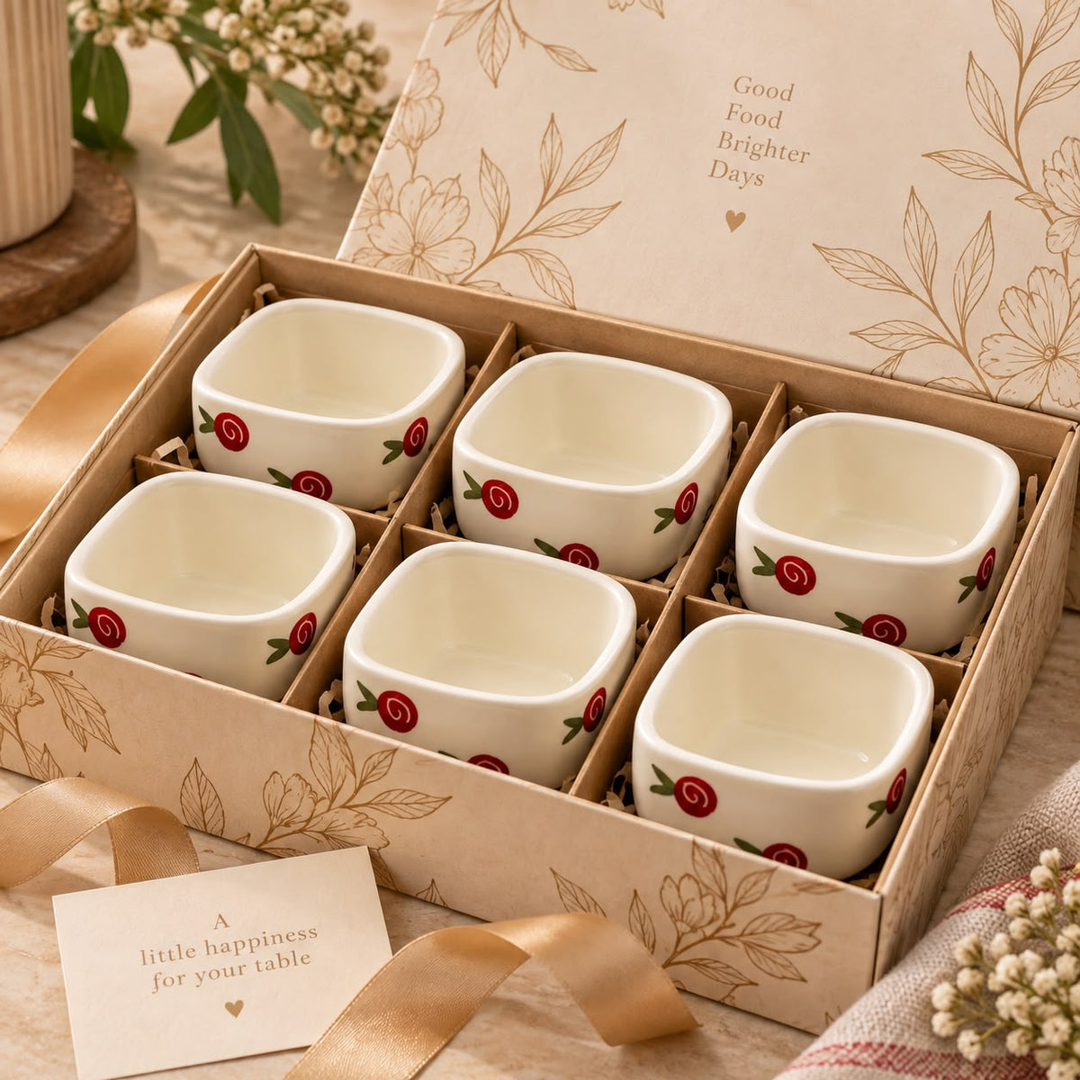 Floral ceramic bowls for snacks sides dips and salads