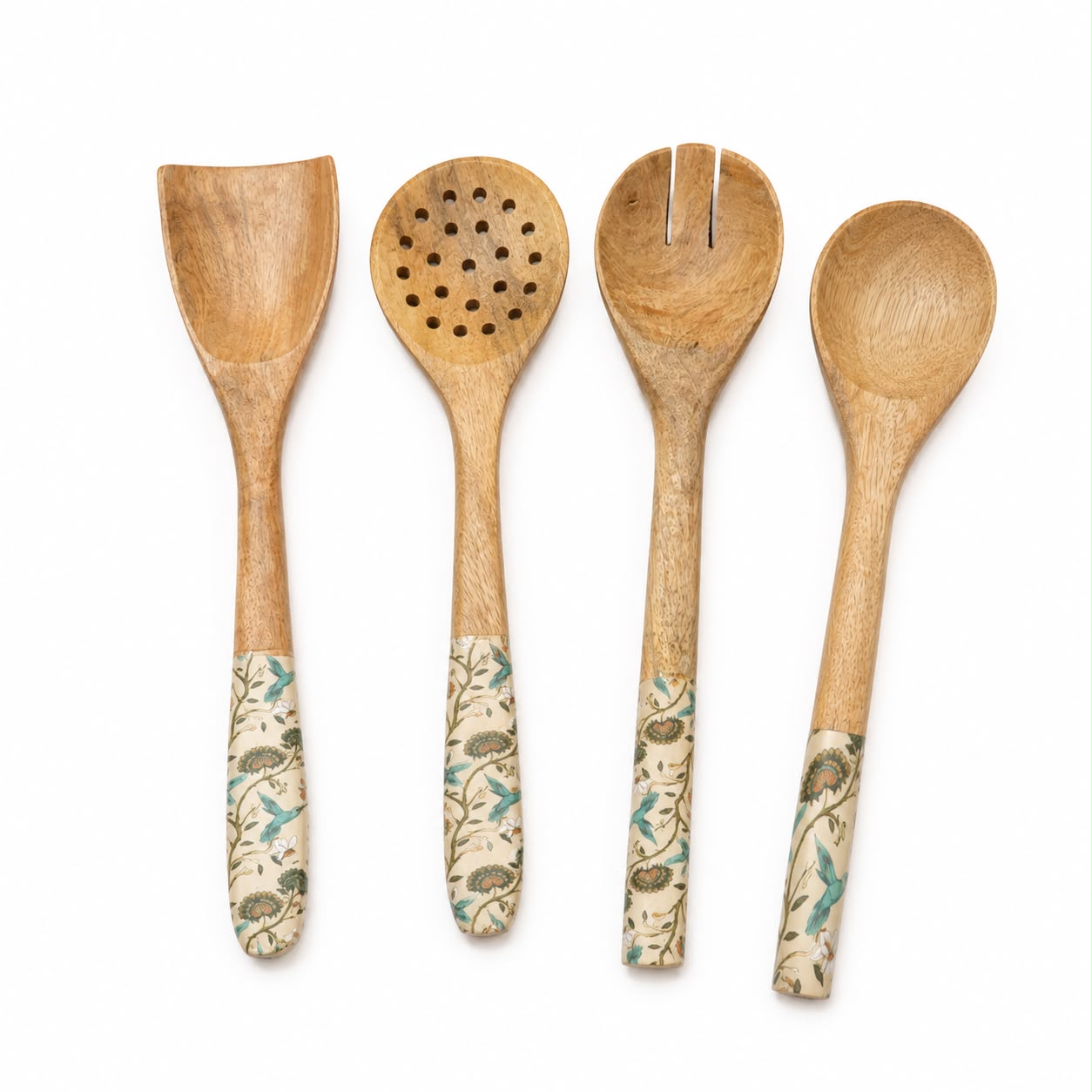 4 piece wooden kitchen utensil set for everyday cooking